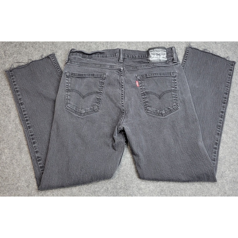Levis Jeans Mens 33x32 Dark Gray Denim Red Tab Y2k Streetwear Grunge Frayed Hem